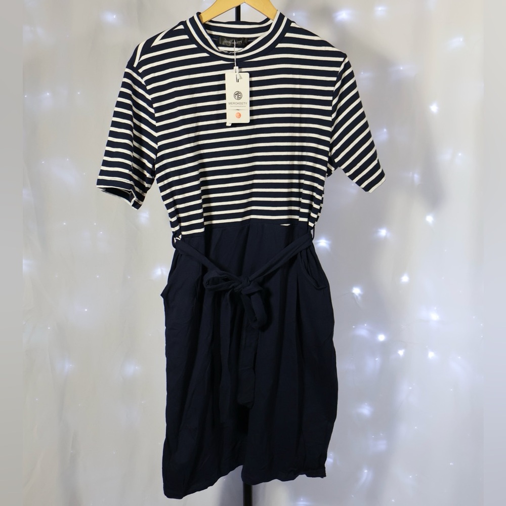 Navy Striped Dress